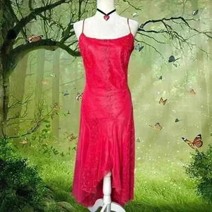 Y2k 90s Coral Ish Pink Asymmetrical Dress Vintage By Eureka Size X Small